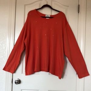 Woman’s Quacker Factory 3X Orange Rhinestone Top